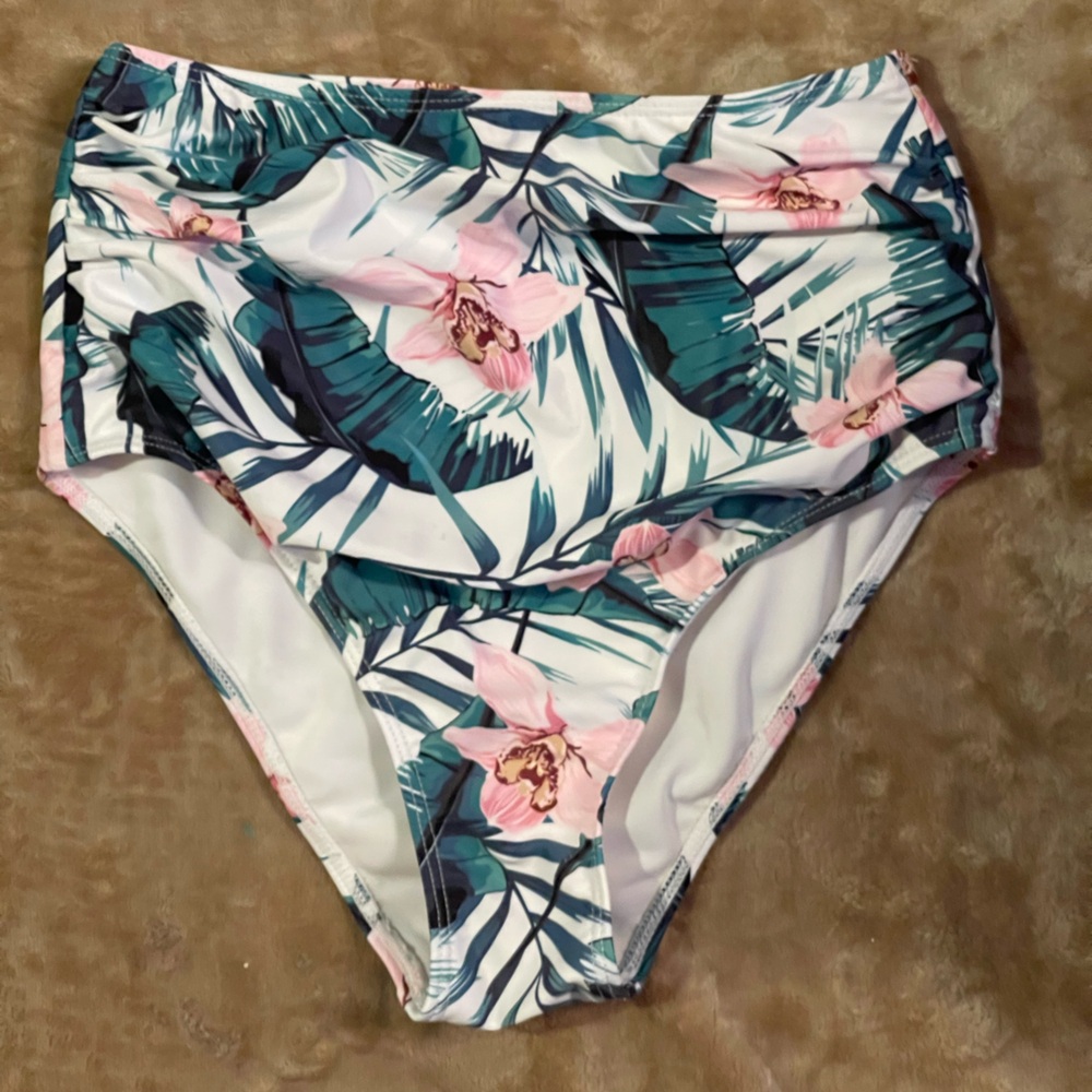 Tropical Floral girls high waisted swim bottom